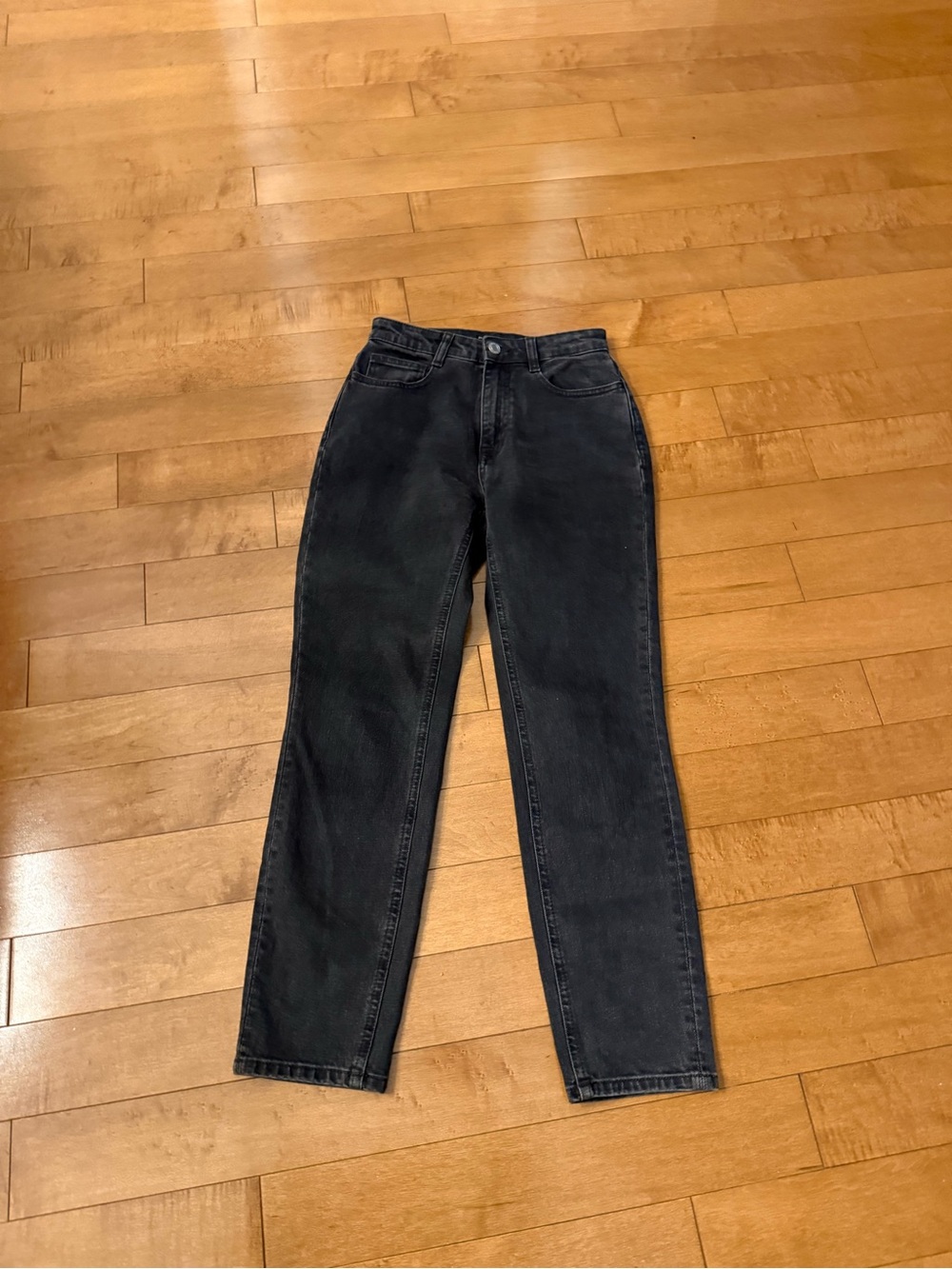 Frank & Oak Black High-Rise Straight Jeans